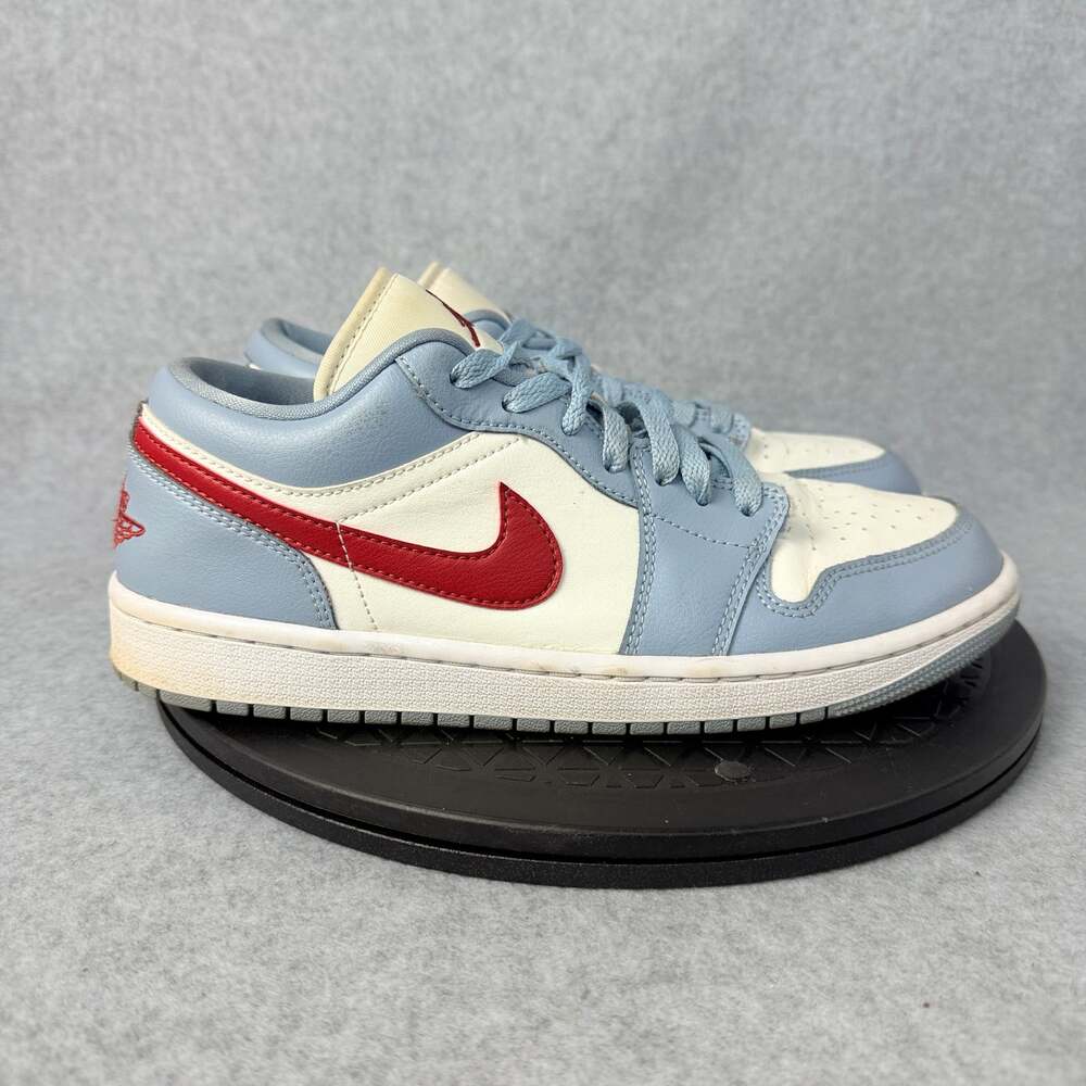 Air Jordan 1 Low Sail/Dune Red-Blue Grey-White Womens 9.5  Mens 8 DC0774-164